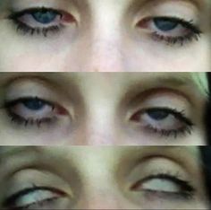 three different pictures of the eyes of a woman