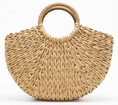 Origin: CN(Origin)Main Material: StrawShape: Half MoonGender: WOMENOccasion: VersatileExterior: NONEPattern Type: CandyDecoration: NONEInterior: No PocketHardness: HARDStyle: CasualClosure Type: OPEN Round Straw Bag, Rattan Handbags, Summer Purses, Everyday Purse, Straw Beach Bag, Straw Tote Bag, Straw Handbags, Rattan Bag, Straw Bags