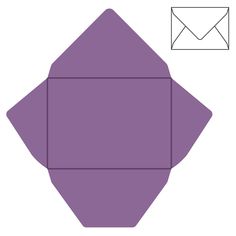 an origami envelope is shown in purple