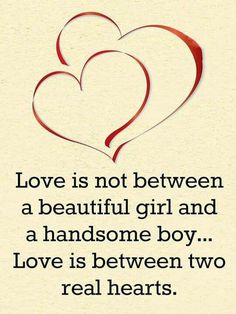 two hearts with the words love is not between a beautiful girl and a handsome boy