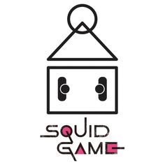 the logo for squid game, which is designed in black and white with an image of a