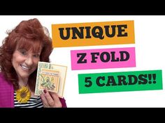 a woman is holding up some cards with the words unique, z fold and 5 cards