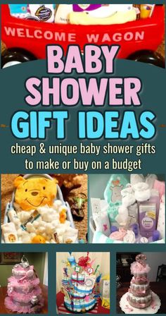 baby shower gift ideas with the words welcome wagon