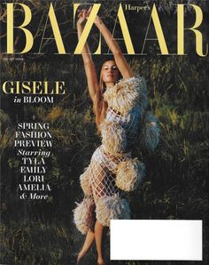 the cover of harper magazine with a woman in a dress and ostrich feathers