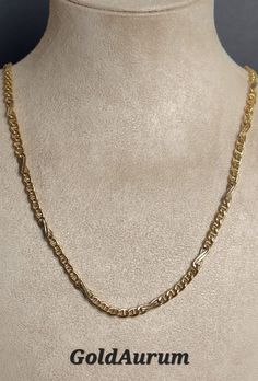 Details: 18kt Gold length: 50cm weight: 16 grams width~4.3mm 18k Solid Gold Rope Chain Necklace, 18k Real gold.  The whole necklace is made of 18k solid gold with the 18k or 750 marks on the prove of authenticity. A beautiful 18k gold necklace is perfect for every occasion. It is elegant and affordable gift for friends and loved ones. It is stylish, pretty and eye-catching. This necklace shows high quality hand work. Made with high quality materials. Gold chain stamped 750 18k gold. 100% Real solid gold. Special Note to our customers: Your experience as our customer is what we value most. Quality warranty-on all our custom jewelry. ----------------------------------------------------------- ✔ Ethically sourced and 100% genuine. ✔ Guaranteed quality of our accent stones  ✔ Best Price & Serv Luxury Figaro Chain Necklace For Anniversary, 14k Gold Link Chain Necklace, 14k Gold Hallmarked Link Chain Necklace, Hallmarked Yellow Gold Link Chain Necklace, Yellow Gold Figaro Chain Necklace For Anniversary, Figaro Link Chain Necklace For Anniversary, Real Gold Chains, Necklace Gold Chain, Real Gold Jewelry