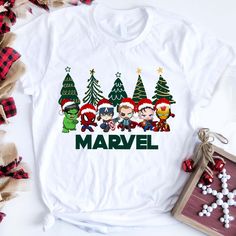 Chibi Avengers Shirt, Avengers Christmas Shirt Cute Christmas Shirts For Boys, Chibi Avengers, Christmas Marvel, Avengers Shirt, Cute Christmas Shirts, Marvel Shirt, Cute Family, Disney Christmas, Digital Gift Card