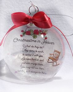 a glass ornament with a poem on it