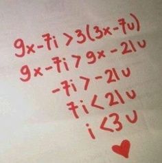 a piece of paper that has some writing on it with numbers and hearts drawn on it