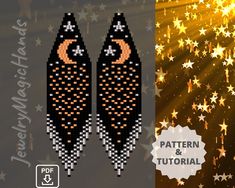 an image of two black and gold stars with the words pattern & tutorial on them