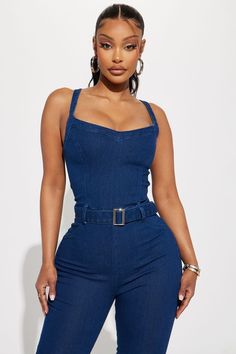 Available In Dark Wash And Medium Wash. Denim Jumpsuit Spaghetti Straps V Neckline Belted Backless Back Zipper Stretch Disclaimer: Due To The Specialized Wash. Each Garment Is Unique. 76% Cotton 22% Polyester 2% Spandex Imported | Naomi Denim Jumpsuit in Dark Wash size Small by Fashion Nova Chic Fitted Denim Tank Top, Fitted High Rise Tank Top For Summer, Fitted Dark Wash Tank Top For Summer, Summer Denim Blue Fitted Jumpsuits And Rompers, Fitted Dark Wash Denim Jumpsuit For Summer, Fitted High Rise Jumpsuits And Rompers For Summer, High Rise Fitted Denim Jumpsuit For Summer, Fitted Dark Wash Summer Jumpsuit, Fitted High Rise Denim Jumpsuit For Summer