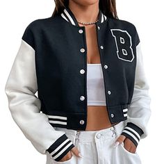 A premium quality Crop varsity bomber jacket with any kind of customization such as your own design, custom size, color, Chenille patches, direct embroidered logos and patches, Sublimation patches, Distressed embroidered patches etc. Outer Shell Made with high quality Wool  With Original Cowhide Leather Sleeve Inside 100 Percent Polyester Quilted lining 7 Twitch buttons on front Two side Leather Bone Pockets Knitted Ribb on neck, cuffs and waist belt Jacket Customized, Lakers Jacket, Baseball Jacket Women, Autumn Streetwear, Collar Fashion, Single Breasted Coat, Baseball Women, Letterman Jacket, Collars For Women