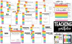 the teacher's guide for teaching students with rainbows and black text on it