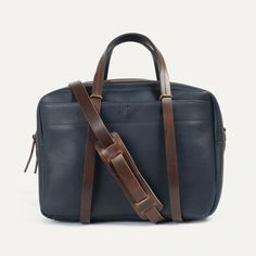 Report Business bag - Navy blue/Pain Brûlé - Men's Leather bag - Leather Laptop bag for Men - Made in France Navy Shoulder Bag With Top Carry Handle For On-the-go, On-the-go Blue Rectangular Satchel, Blue Casual Satchel Travel Bag, Casual Blue Satchel Travel Bag, Blue Satchel Travel Bag With Removable Pouch, Navy Top Handle Satchel, Modern Blue Bag For On-the-go, Navy Leather Shoulder Bag With Top Carry Handle, Blue Standard Backpack For Everyday Use