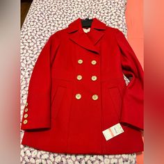 Brand New With Tags! Michael Kors Red Coat. Perfect For A Christmas Gift/ Winter Red Coat, Pea Coats, Christmas Gift, Size 2, Michael Kors, Jackets & Coats, Jackets For Women, Brand New, Tags