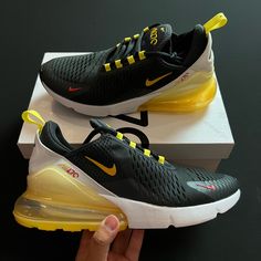 Nike Air Max 270 “Go The Extra Smile” Black Yellow Do5849-001 Men's Size 9.5-11 Brand New With Box Nike Yellow Custom Sneakers With Air Max Cushioning, Nike Custom Yellow Sneakers With Air Max Cushioning, Nike Yellow Running Shoes With Air Cushioning, Nike Yellow Sneakers With Air Cushioning, Yellow Training Sneakers With Cushioned Footbed, Nike Yellow Training Sneakers, Yellow Custom Sneakers With Cushioned Footbed For Light Sports, Yellow Sneakers With Air Max Cushioning For Light Sports, Yellow Sneakers With Air Cushioning For Jogging