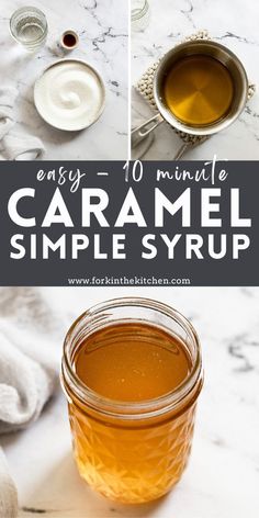 an easy homemade caramel syrup recipe that is ready to be made in the microwave