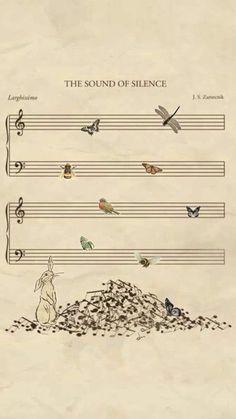 an old sheet with music notes and birds on it, as well as the words'the sound of science '