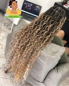 Brown And White Knotless Braids, Bohemian Blonde Braids, Black And Blond Boho Braids, Boho Knotless Braids Brown And Blonde, Blonde And Brown Braids With Curls, Goddess Braids Brown And Blonde, White And Brown Braids, Brown And Blonde Boho Knotless Braids, Boho Braids Blonde And Brown