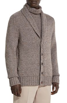 Bring a refined element to your look with a shawl-collar cardigan knit from the label's sumptuously soft and lightweight Oasi mélange cashmere yarns. Front button closure Shawl collar Long sleeves Ribbed cuffs and hem 100% cashmere Dry clean or hand wash, dry flat Made in Italy Men's Designer Clothing Elegant Fitted Cardigan With Shawl Collar, Elegant Fitted Shawl Collar Cardigan, Classic Fitted Sweater Coat With Shawl Collar, Elegant Wool Cardigan With Shawl Collar, Elegant Wool Cardigan With Lapel Collar, Classic Fitted Cardigan With Shawl Collar, Classic Fitted Shawl Collar Cardigan, Elegant Winter Cardigan With Lapel Collar, Formal Fall Cardigan With Shawl Collar