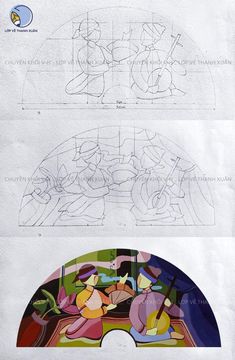 some drawings are shown on top of a piece of paper with the same drawing in it