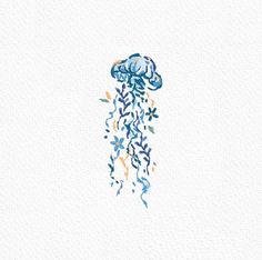 a watercolor drawing of a jellyfish