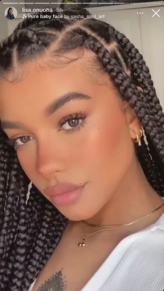 Box Braids Makeup Looks, Box Braids And Bandanas, Bandana Braids, Cornrow Knotless, Box Braids Bandana, Braids Hairstyles 2023, Classy Braids, Celebrity Box Braids, Box Braids Zendaya