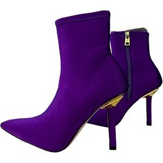 Good American Ankle Shine Neoprene Purple Heeled Booties Nwt 8.5 Brand New With Box Bright Purple Shine Neoprene Booties Sock Booties Style But With Zipper Side Gold Heel Accent Stiletto Heel Pointed Toe Brand New With Tags And Box Size 8.5 Snakeskin Ankle Boots, Black Biker Boots, Black Patent Leather Boots, Pointy Boots, Embossed Boots, Heel Stretch, Purple Heels, Sock Booties, Patent Leather Boots