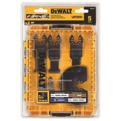 dewt 5 piece screwdriver set in plastic case with black and yellow handles