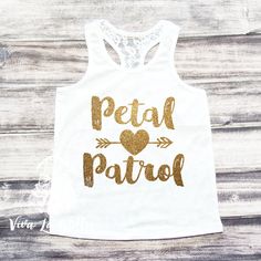 a tank top that says petal patrol with an arrow and heart on the front