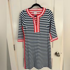 Cute Nautical Gretchen Scott Dress . Never Worn Or Washed But Removed Tags. Stretch Fabric Is Perfect For Travel, Beach, Boat Or Day To Dinner. Sfpf Home. Nautical Spring Vacation Dresses, Blue Nautical Spring Dresses, Navy Marine Style Summer Dress, Blue Marine Style Summer Dress, Summer Nautical Style Fitted Dress, Fitted Nautical Summer Dress, Fitted Nautical Dress For Spring, Fitted Nautical Dress For Summer, Spring Beach Nautical Dresses