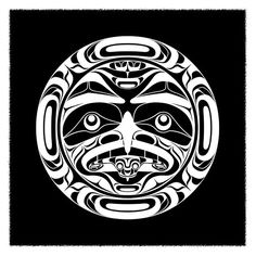 the sun symbol in black and white, with an abstract design on it's face