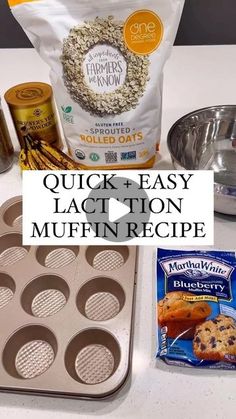 quick and easy laction muffin recipe for breakfast or brunch with oatmeal