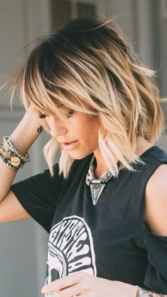 47+ Ideas Hairstyles Messy Bob Fringes For 2019 Short Ombre Hair, Balayage Blonde, Short Wedding Hair, Ombre Hair Color, Hair Color Balayage, Hair Envy, Blonde Balayage, Hair Stuff, Ombre Hair