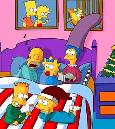 the simpsons family is in bed together