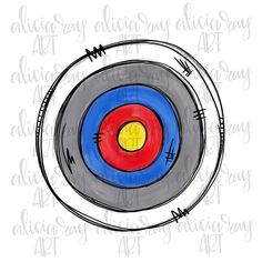 a drawing of an arrow in the center of a target