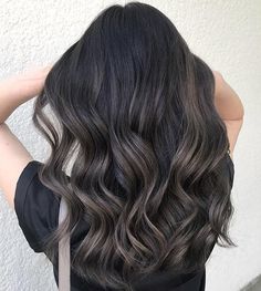 Deep Ash Brown Balayage, Grey Brown Balayage On Black Hair, Deep Mushroom Brown Hair Color, Dark Ash Brown Hair With Lowlights, Ash Brown Balayage Black Hair, Dark Neutral Hair Color Ideas, Ash Beige Balayage On Black Hair, Deep Ash Grey Hair, Dark Brown Hair With Ash Brown Lowlights