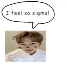 an image of a person with a cat nose and speech bubble above it that says i feel so signal