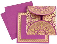 purple and gold handmade wedding card cc - 829