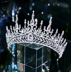 Wedding Hair Accessories - Cubic Zirconia Tall Bridal Tiara Crystal Wedding Hair Accessories, Party Tiara, Bridal Crown Tiara, Wedding Hair Head Piece, Silver Head Piece, Silver Tiara, Beautiful Tiaras, Crystal Tiara, Head Pieces