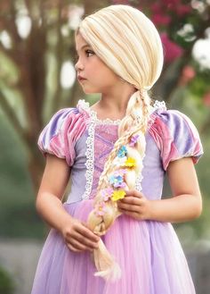 Wigs For Little Kids, Blonde Wig Kids, Braided Wigs For Kids, Winding Dress, Trish Scully, Flower Girl Tiara, Girls Fall Dresses, Paradise Dress, Dress Up Shoes