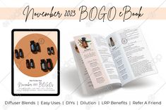 This November2023 BOGO eBook features 14 beautifully designed pages filled with info about each oil/product, diffuser blends, easy uses and DIYs using the BOGO essential oils and products! It also features a thank you page as well as an LRP informational page and Refer A Friend informational Page in... #ebook #DIY #recipes #BOGO #bogo ebook #roman chamomile #madagascar vanilla #lavender #peppermint #copaiba softgels #on guard softgels #adaptiv capsules #balance #on guard #breathe #bogo guide #breathe diys #on guard diys #lavender diys #peppermint diys #vanilla diys #roman chamomile diys #easy uses #diffuser blends #wellnessadvocate #doterra #wellnessstockphotos #onedropdesigns #doterrawellnessadvocate #doterratips #doterragraphics #doterraphotos Vanilla Lavender, Roman Chamomile, Madagascar Vanilla, Peppermint