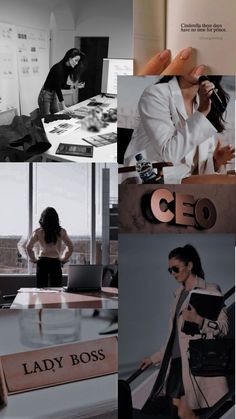 lady boss collage with woman in black and white