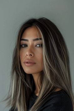 Hide Gray Hair, Gray Blending, Natural Dark Hair, Subtle Blonde Highlights, Hair Highlights And Lowlights, Silver Highlights, Gray Hair Highlights