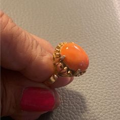 Beautiful 18k Gold Coral Ring Marked 18k Size 6.5 Coral Ring, Ring Color, Womens Jewelry Rings, Color Orange, Limited Time, 18k Gold, Coral, Women Jewelry, Size 6