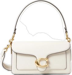 Classic White Flap Bag With Branded Hardware, Elegant White Flap Shoulder Bag, Coach Luxury Flap Bag With Gold-tone Hardware, Luxury Coach Flap Bag With Gold-tone Hardware, Luxury Coach Flap Bag, Classic Coach Daily Flap Bag, Classic Coach Leather Flap Bag, Coach Leather Flap Bag With Gold-tone Hardware, Coach Leather Flap Bag