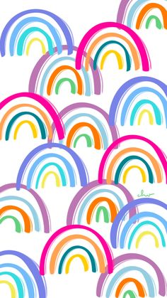 a bunch of rainbows that are in the shape of a circle on a white background