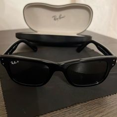 In Excellent Condition No Visible Scratches Includes Cleaning Cloth And Hard Case The Original “Risky Business Glasses Black Frame And Lenses Black Wayfarer Sunglasses For Formal Occasions, Adjustable Black Wayfarer Sunglasses, Ray Ban Sunglasses Wayfarer, Risky Business, Colored Sunglasses, Glasses Accessories, Hard Case, Cleaning Cloth, Black Frame