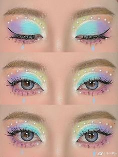 Makeup Spring 2023, Spring Eye Makeup Looks, Colourpop Aurora Struck Looks, Easter Makeup Looks Simple, Creative Makeup Looks Colorful, Easter Eyeshadow Looks, Easter Makeup Ideas, Pastel Eyeshadow Looks, Easter Eyeshadow