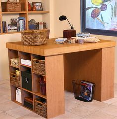 PRICES MAY VARY. Organize All Your Projects & Hobbies Perfect for Scrapbooking, Sewing and Arts Organize all your supplies in bookcases Will fit bins or baskets up to 12” x 10” Measures: 55″ W x 40 ¾” D x 38½” H. Buy Additional Bookcases to stack up. Made in USA Our Work Station’s ingenious design makes it perfect for studying, sewing, crafting or scrap booking. If you have a hobby like model airplane building or collecting coins then our spacious PROJECT CENTER is ideal. From concept thru desig Desk With Bookcase, Sewing Desk, Project Table, Expensive Furniture, Sewing Table, Craft Table, Furniture Protection, Room Organization, Indoor Furniture