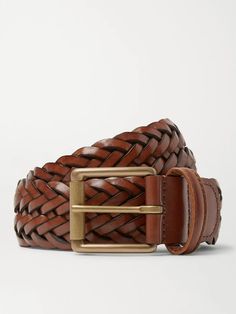 Brown 3.5cm Woven Leather Belt | ANDERSON'S | MR PORTER Belt For Men, Luxury Sneakers, Woven Belt, Driving Shoes, Fine Jewelry Designers, Classic Sneakers, Derby Shoes, Espadrille Shoes, Leather Belts